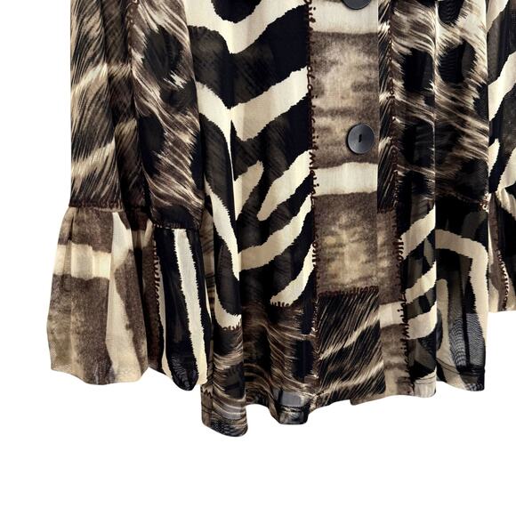 DAMEE Womens Sz Large Formal Wearable Art Sheer Jacket Blouse Shirt Top Artsy - Picture 4 of 7